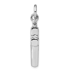Sterling Silver Rhodium-plated Polished Cross Ash Holder Pendant