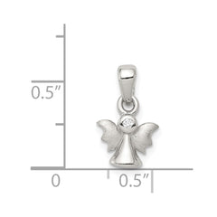 Sterling Silver Rhodium-plated Polished/Satin CZ Angel Pendant