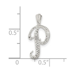 Sterling Silver Polished & Textured Letter P Initial Chain Slide