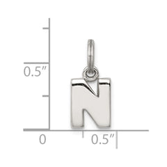 Sterling Silver Letter N Initial Charm - 2