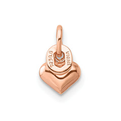 Sterling Silver Rose-tone Polished Puffed Heart Pendant - 2