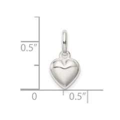 Sterling Silver Polished Puff Heart Charm - 3