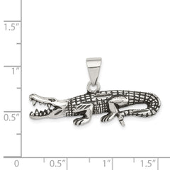 Sterling Silver Antiqued & Textured Crocodile Pendant
