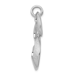 Sterling Silver Rhodium-plated Polished & Satin Drop Pendant