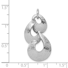 Sterling Silver Rhodium-plated Polished & Satin Drop Pendant