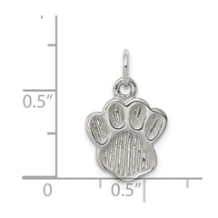 Sterling Silver Polished and Textured Paw Print Charm - 2