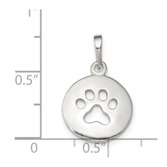 Sterling Silver Polished Paw Print Pendant