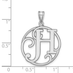 Sterling Silver Rhodium-plated Fancy Script Letter H Initial Pendant