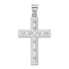 Sterling Silver Rhodium-plated Satin & Polished Latin Cross Pendant