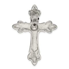 Sterling Silver Gold-plated CZ Antiqued Cross Slide