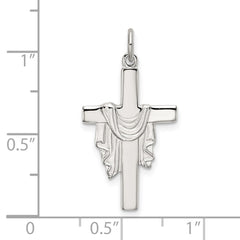 Sterling Silver Polished and Satin Draped Cross Pendant