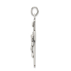 Sterling Silver Satin and D/C INRI Crucifix Pendant