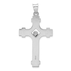 Sterling Silver Rhodium-plated Polished INRI Crucifix Pendant