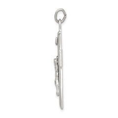 Sterling Silver Black Epoxy INRI Crucifix Pendant