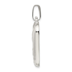 Sterling Silver Satin & Polished Mary w/Hail Mary Prayer Pendant