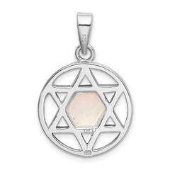 Sterling Silver Rhodium-plated MOP Star of David Pendant