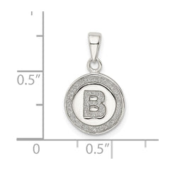 Sterling Silver Glitter Enamel Letter B Initial Circle Pendant