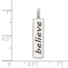 Sterling Silver Polished Enameled BELIEVE Pendant