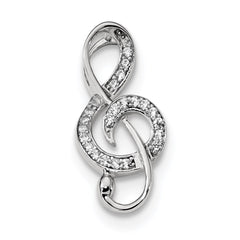 Sterling Silver Rhodium-plated CZ Treble Clef Slide