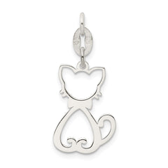 Sterling Silver Polished Cat Charm - 2
