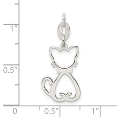Sterling Silver Polished Cat Charm - 2
