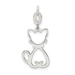 Sterling Silver Polished Cat Charm - 2