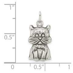 Sterling Silver Antiqued Cat Charm - 2