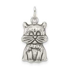 Sterling Silver Antiqued Cat Charm - 2