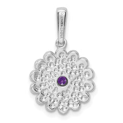 Sterling Silver Rhodium-plated Amethyst and Enamel Pendant