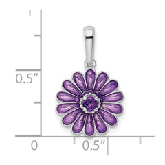 Sterling Silver Rhodium-plated Amethyst and Enamel Pendant