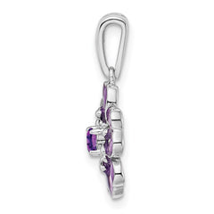 Sterling Silver Rhodium-plated Amethyst and Enamel Pendant - 2
