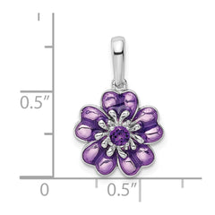 Sterling Silver Rhodium-plated Amethyst and Enamel Pendant - 2