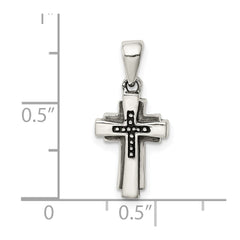 Sterling Silver Antiqued Cross Pendant - 22