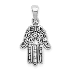 Sterling Silver Antiqued Hamsa Pendant - 2