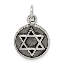 Sterling Silver Antiqued Star of David Pendant - 4