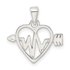 Sterling Silver Rhodium-plated & Rose Tone Heart and Arrow Pendant