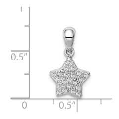 Sterling Silver Rhodium-plated CZ Star Pendant - 3