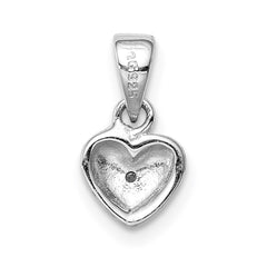 Sterling Silver Rhod-plated Polished & Satin CZ Heart Children's Pendant