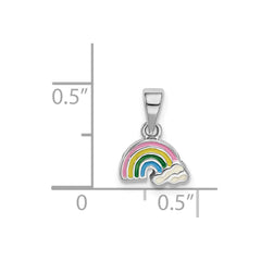 Sterling Silver RH-plated Polished & Enameled Rainbow Children's Pendant - 2