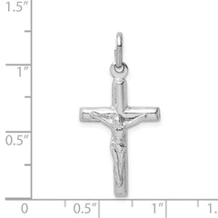 Sterling Silver Rhodium-plated Polished Crucifix Cross Pendant - 2