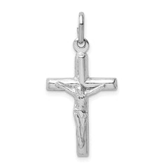 Sterling Silver Rhodium-plated Polished Crucifix Cross Pendant - 2