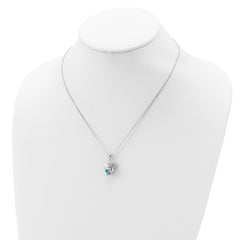 Sterling Silver RH-pltd CZ Dec Birthstone Angel Ash Holder 18in Necklace