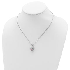 Sterling Silver RH-pltd CZ Oct Birthstone Angel Ash Holder 18in Necklace