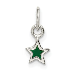 Sterling Silver Enameled Green Star Charm