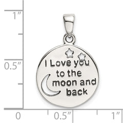 Sterling Silver LOVE YOU TO THE MOON Antiqued Star and Moon Pendant - 2