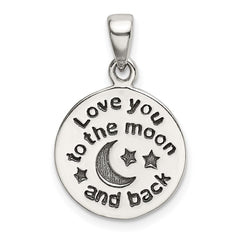 Sterling Silver LOVE YOU TO THE MOON Antiqued Star and Moon Pendant - 3