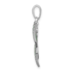 De-Ani Sterling Silver Rhodium-Plated Polished Enameled Aqua Butterfly Pendant - 2