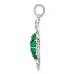 De-Ani Sterling Silver Rhodium-Plated Polished Enameled Green Sea Turtle Pendant - 2