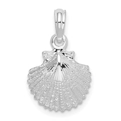 De-Ani Sterling Silver Rhodium-Plated Polished Scallop Shell Pendant - 2