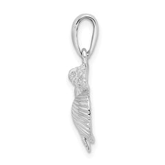De-Ani Sterling Silver Rhodium-Plated Polished Shell Cluster Pendant - 2